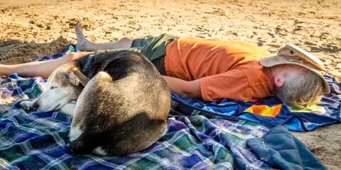 Nap on the beach Stock Photos