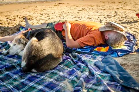 Nap on the beach Stock Photos