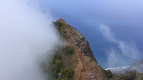 Napali coastline dramatic steep mountains in cinematic aerial drone view Kauai Video stock 103289839