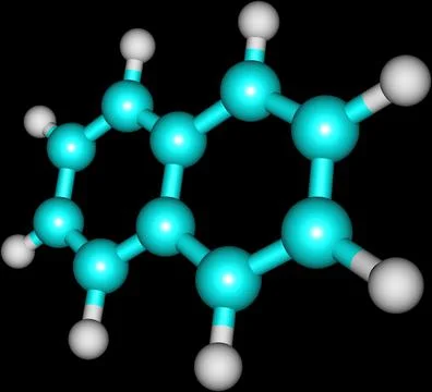 Naphtalene molecular structure on black background Stock Illustration