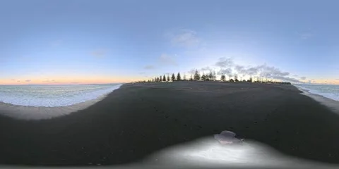 Napier Beach 360VR Walk 20 - Sunset Golden Hour, Hawke's Bay, New Zealand Stock Footage 335639757