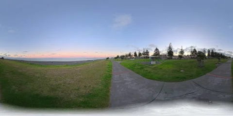 Napier Beach 360VR Walk 24 - Sunset Coastal Stroll, Hawke's Bay, New Zealand Stock Footage 335639653