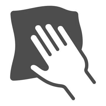 Napkin and hand solid icon, car washing concept, Car cleaning cloth sign on Stock Illustration