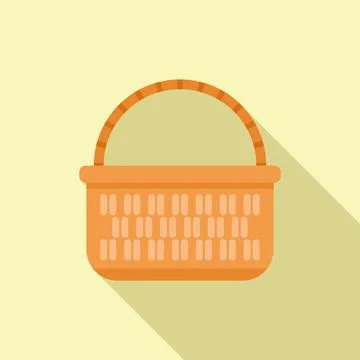 Napkin basket icon flat vector. Straw easter Stock Illustration
