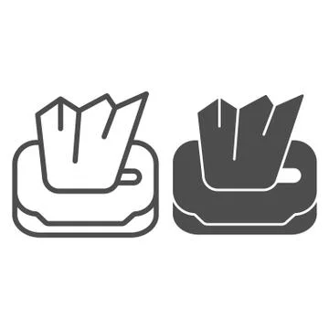 Napkin box line and solid icon, makeup routine concept, Paper napkins sign on イラスト素材