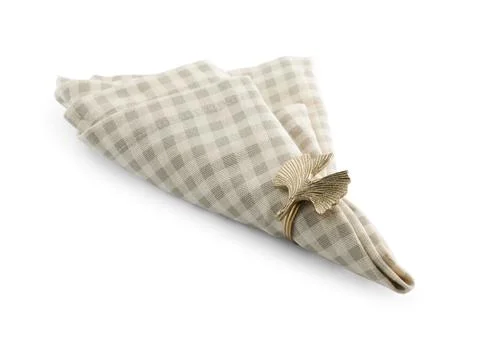 Napkin with decorative ring for table setting isolated on white Stock Photos