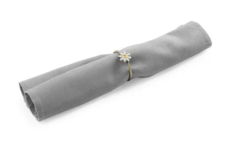 Napkin with decorative ring for table setting isolated on white Stock Photos