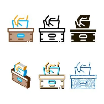 Napkins box hand icon vector multipack outline Illustrazione stock