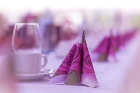 Napkins in a row on a table Stock Photos