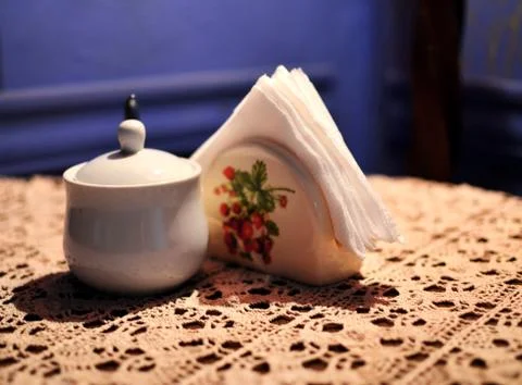 Napkins on the table Stock Photos