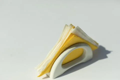 Napkins on a white table. Dinner table setting. Stock Photos