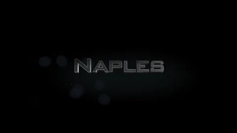 Naples 3D title metal text on black alpha channel background Stock Footage 258118852