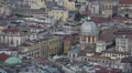 Naples Aerial View Historic Old Town Houses Roofs Buildings Church Dome Cupola HD Footage