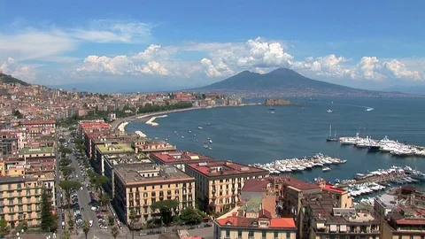 Naples, bay of Naples with Vesuvius Video stock 70730019