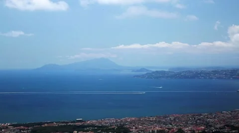 Naples bay viewed from Vesuvius Stock Footage 64141089