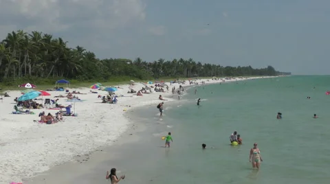 Naples Beach Florida pan view Stock Footage 52612986