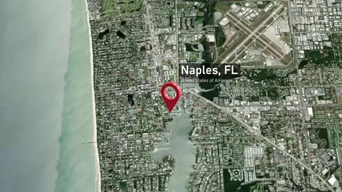 Naples City Map Zoom (FL, USA) from Space to Earth Video stock 296007014