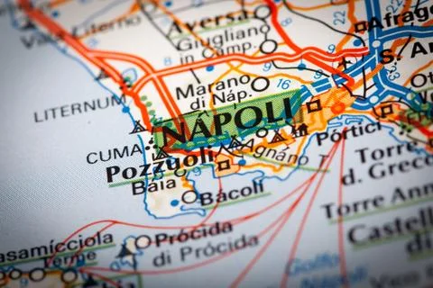 Naples city on a road map Stock Photos