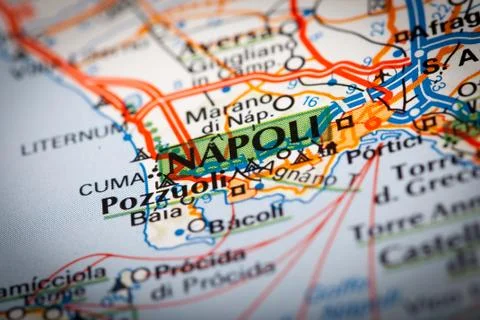 Naples city on a road map Stock Photos