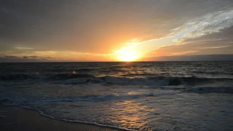Naples, Florida beach during amazing golden sunset Stock Footage 155224765