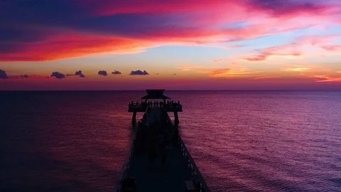 Naples, Florida Pier Sunset Stock Footage