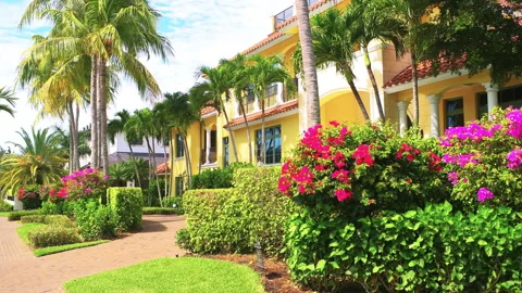 Naples Florida Southwest with real estate property luxury mansion villa house Stock Footage 218275663