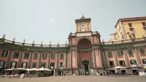 Naples, Italy - August 2, 2023 - Piazza Dante, Dante Square with bookshop and tr Stock Footage 259964327