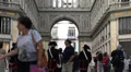 Naples Italy Galleria Umberto Italian Interior Shopping Mall Busy People Crowds HD Footage