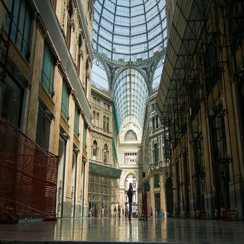 Naples Italy Galleria Umberto Low Angle View Stock Footage