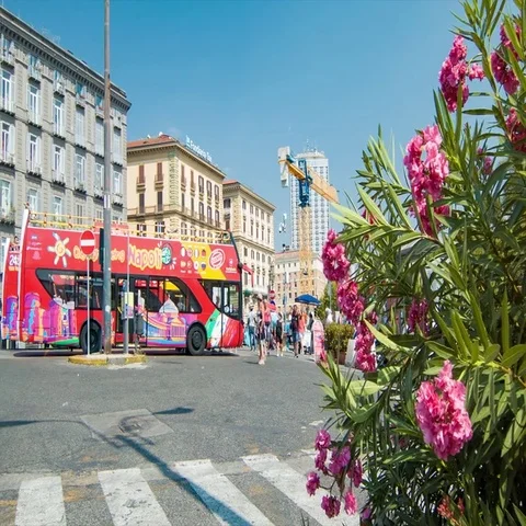 Naples Italy Sightseeing Napoli Red Bus Stock Footage