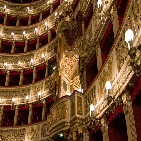 Naples Italy Teatro di San Carlo Royal Box Stock Footage