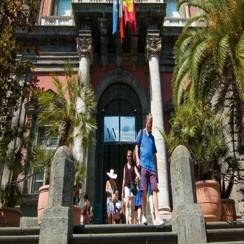Naples Italy Tourists at National Archeological Museum Stock Footage