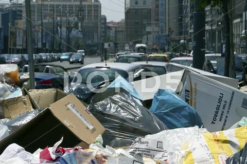 Naples Italy Trash Traffic On Main Street