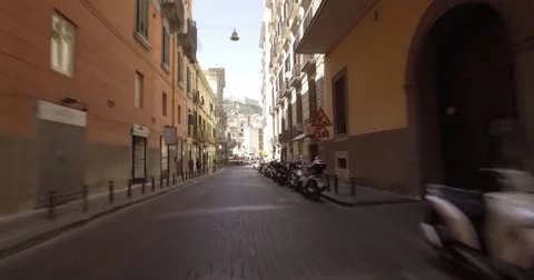 Naples old streets drive 4K Stock Footage 76728322