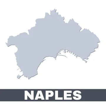 Naples outline map. Vector map of Naples city area borders with shadow イラスト素材