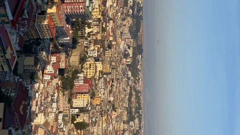 Naples panoramic view from San Martino museum. Vertical video Stock Footage 124953670