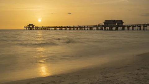 Naples Pier Sunset Timelapse Video stock 157648865