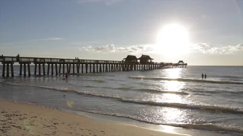 Naples Pier Sunset TL Stock Footage 58913217