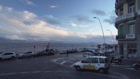 Naples promenade in the evening Stock Footage 109408446