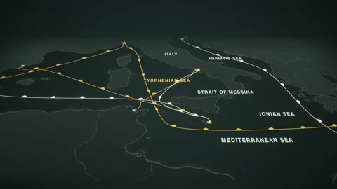 Naples to rades container shipping route map animation seamless loop Stock Footage 345945149