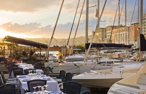 Naples at sunset Stock Photos