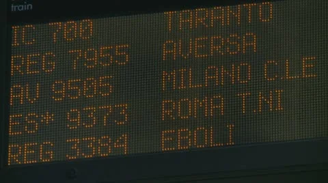 Naples train timetable (3 clips - C - M - L shot) Stock Footage 10797142