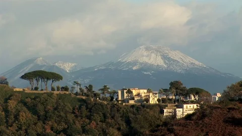 Naples, Vesuvio with snow Stock Footage 78666494