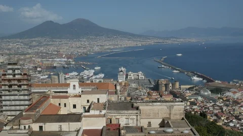 Naples, view of the gulf from Castel Sant'Elmo Stock Footage 112673545
