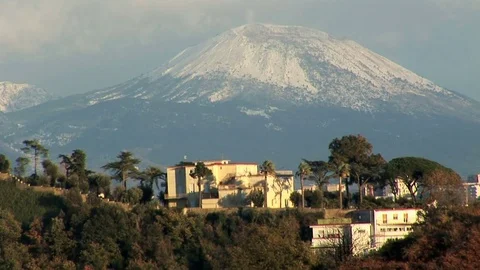 Naples, view of vesuvio with snow Stock Footage 78667212