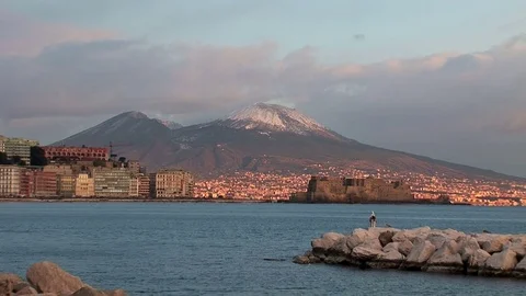Naples, view of Vesuvius Stock Footage 78678086