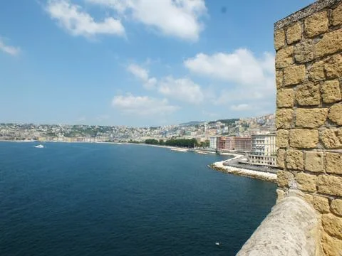 Naples Waterfront Seen From Castel dell'Ovo Stock Photos