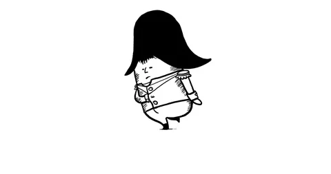 Napoleon cartoon walking left side whiteboard Stock Footage 284596930