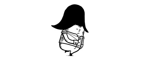 Napoleon cartoon walking right side whiteboard Stock Footage 284181992