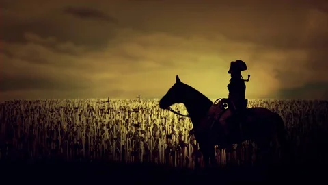 Napoleon Seating on His Horse In Front His Massive Army Stock Footage 75645971